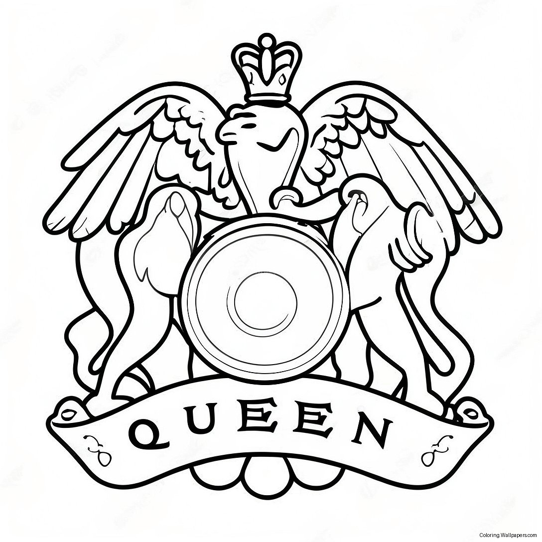 Pagina De Colorat Cu Logo-Ul Trupei Queen 46108