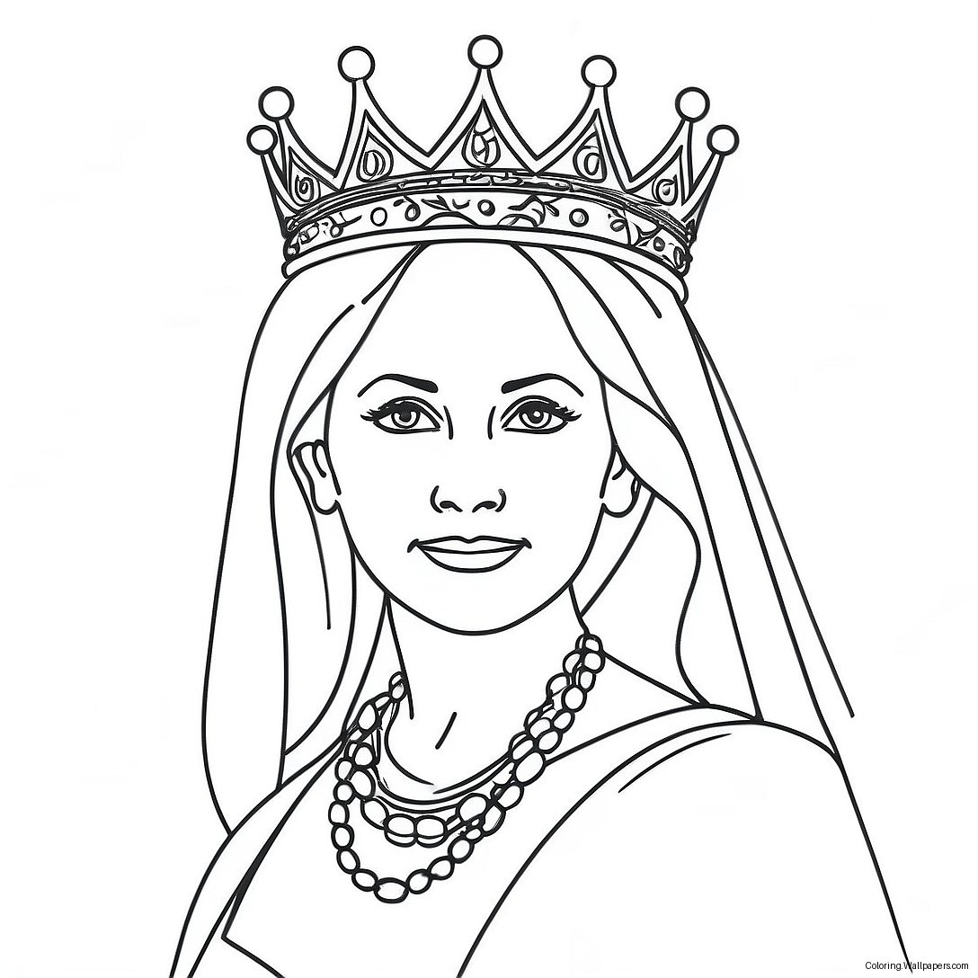 Queen With A Crown Coloring Page 19979