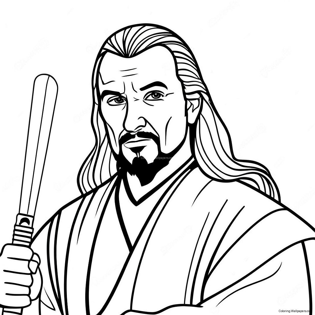 Qui Gon Jinn With Lightsaber Coloring Page 55606