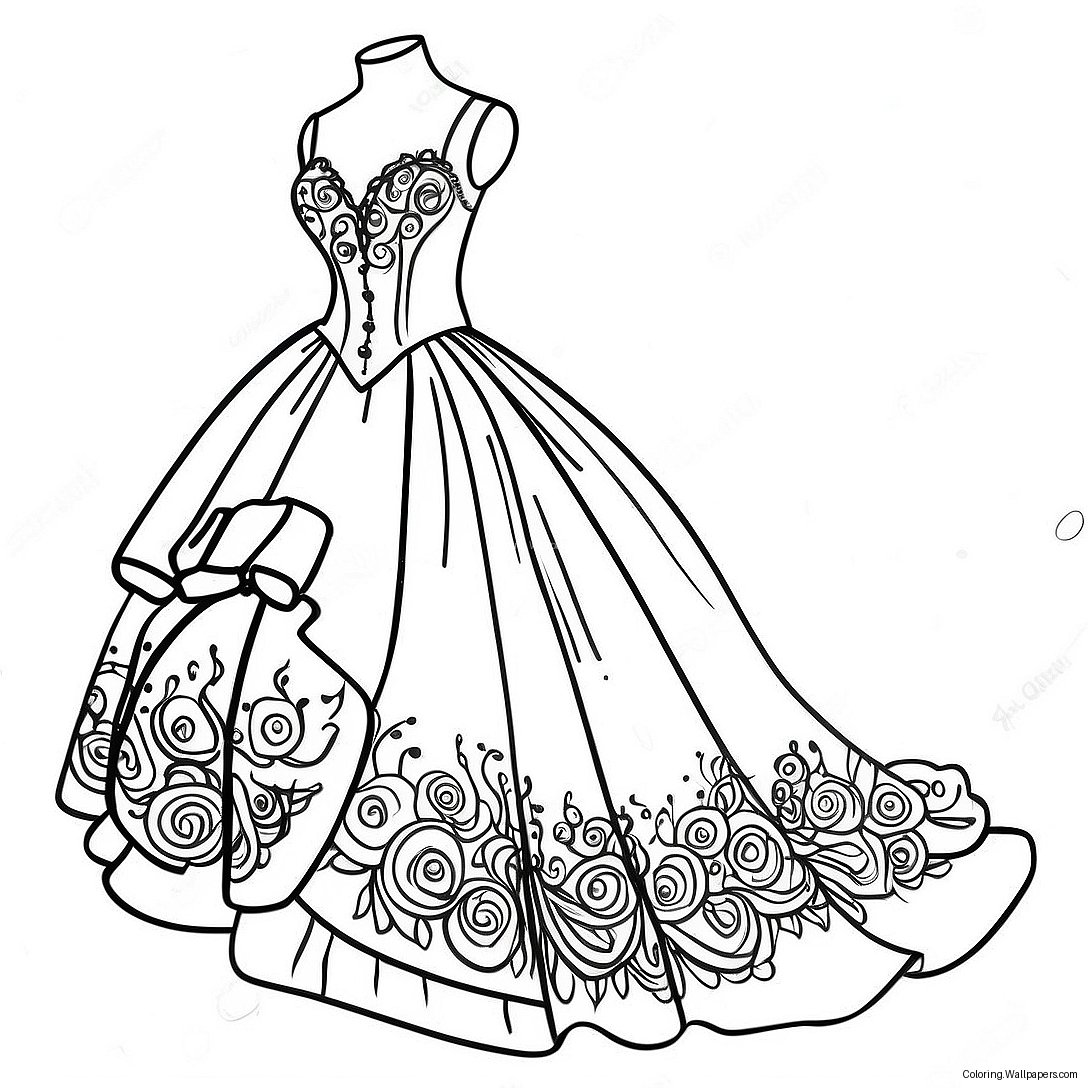 Quinceanera Dress Coloring Page 45548