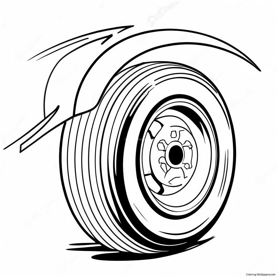 Racing Tire With Speed Lines Coloring Page 27602