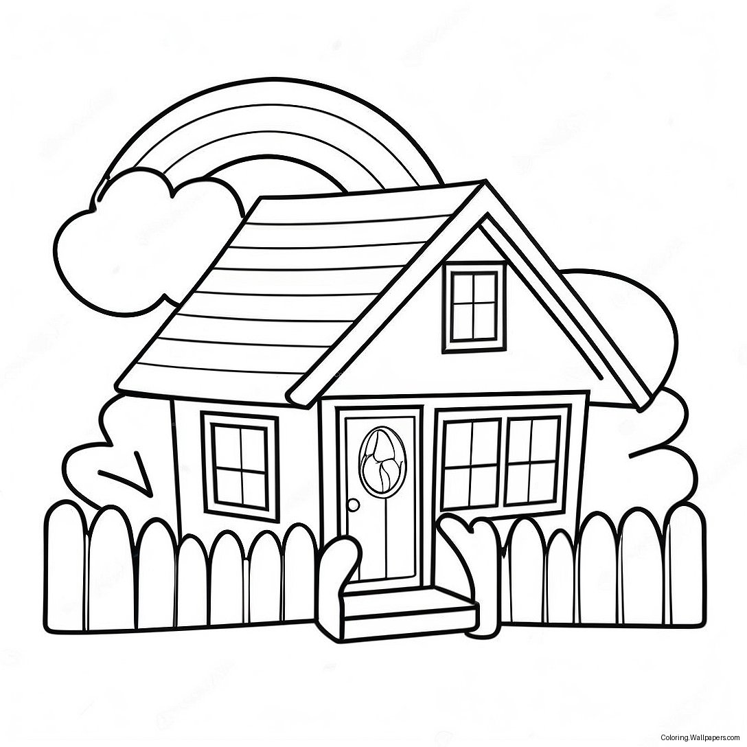 Rainbow House Coloring Page 27196