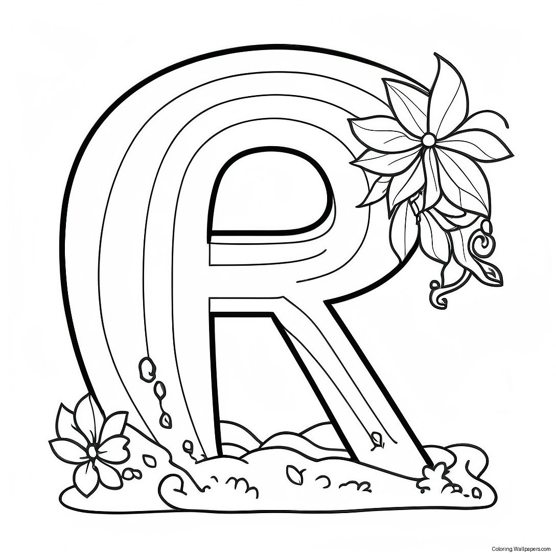 Rainbow Letter R Coloring Page 2643