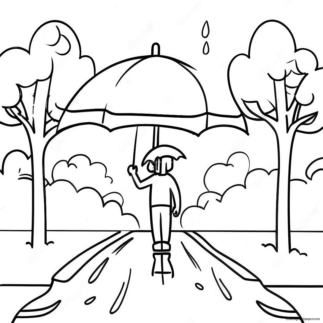 Rainy Day Scenic Landscape Coloring Page 35430