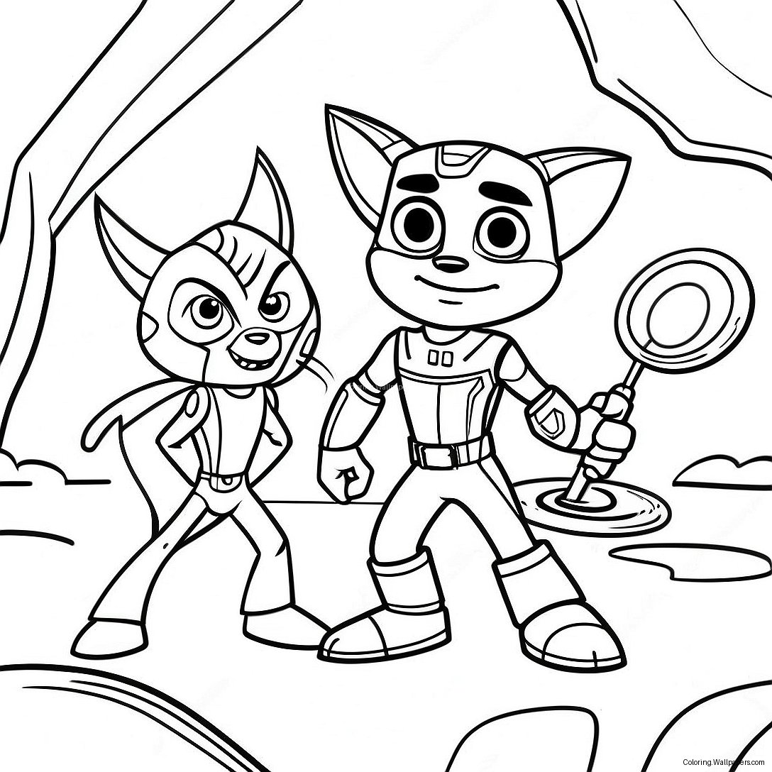 Página Para Colorir Da Cena De Aventura Do Ratchet E Clank 40760