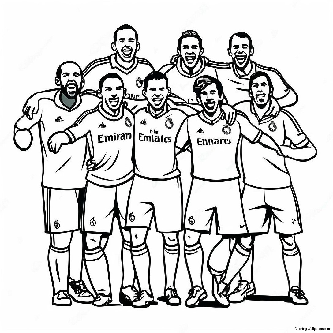 Real Madrid Players Celebrating Coloring Page 8192