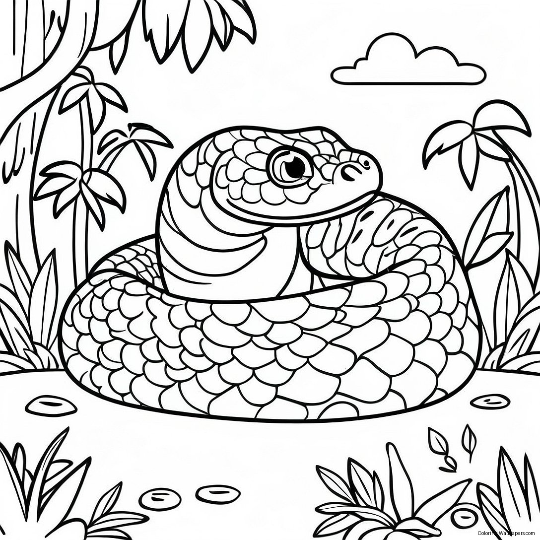 Página Para Colorir Anaconda Realista Na Selva 12812