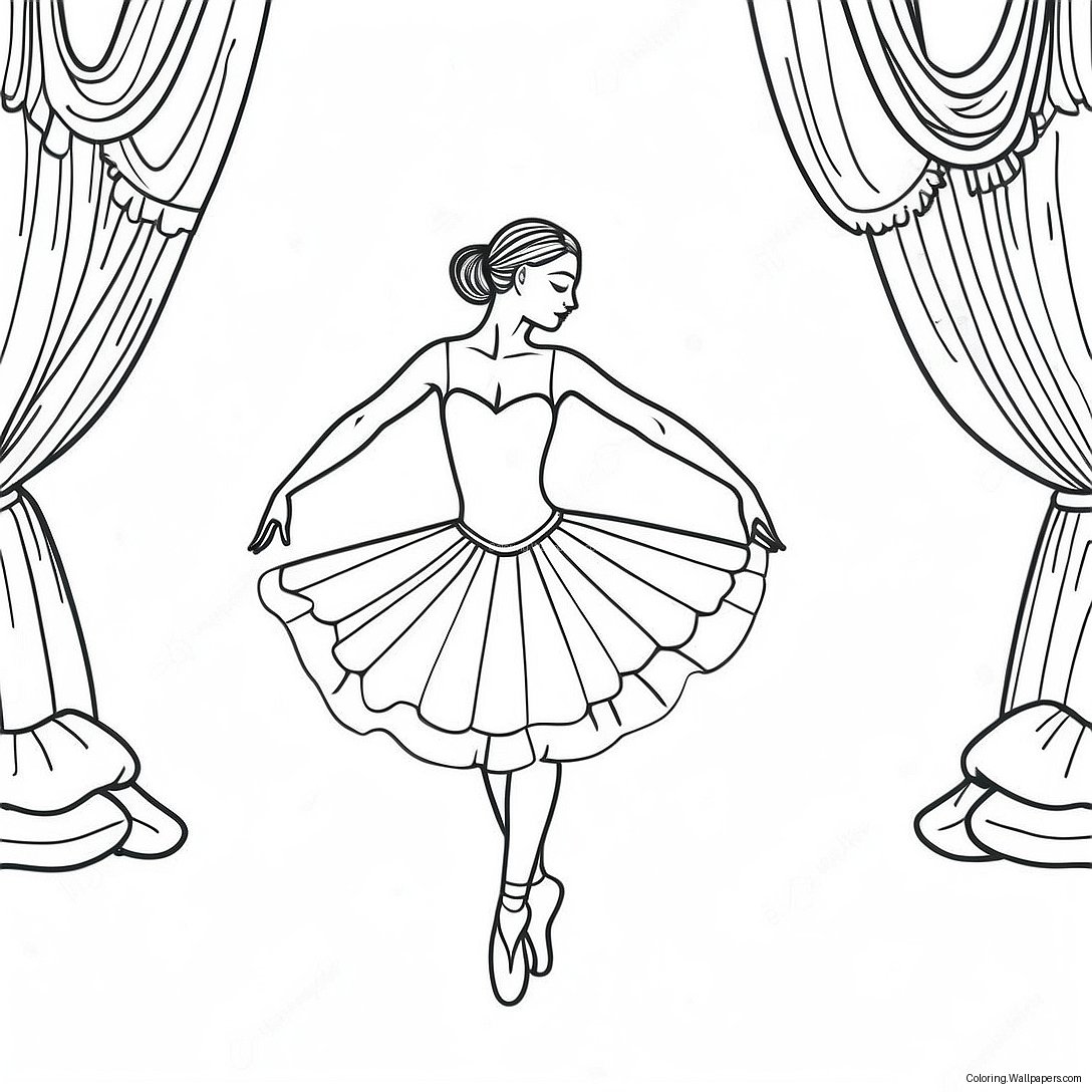 Realistic Ballerina In Elegant Pose Coloring Page 9818