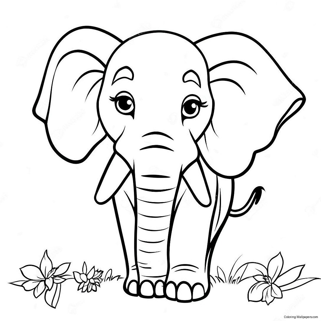 Realistic Elephant Coloring Page 38810