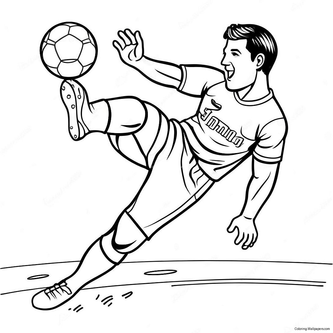 Realistic Football Player Kicking The Ball Coloring Page 48629