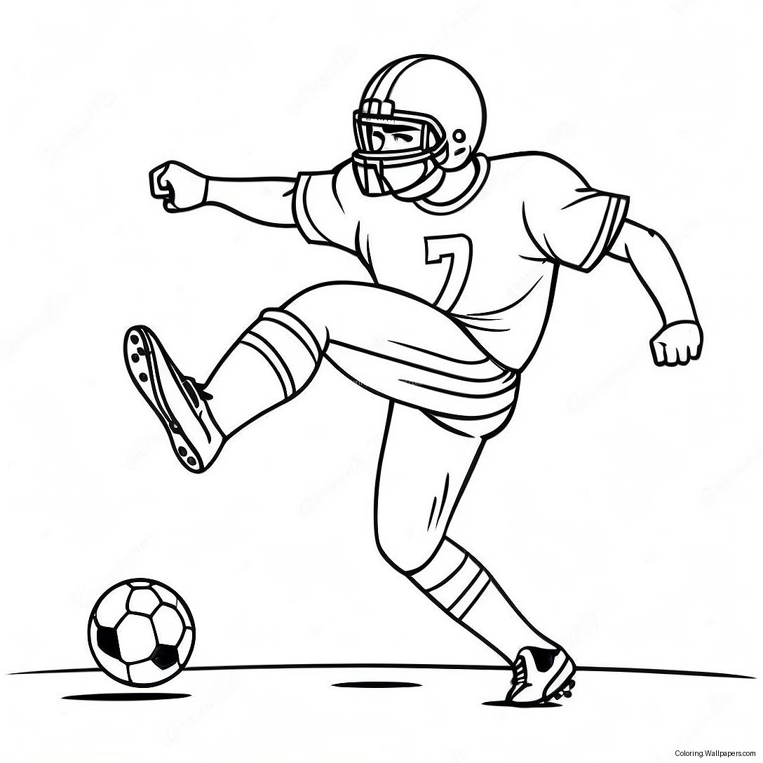 Page À Colorier D'un Joueur De Football Réaliste Frappant Le Ballon 48630