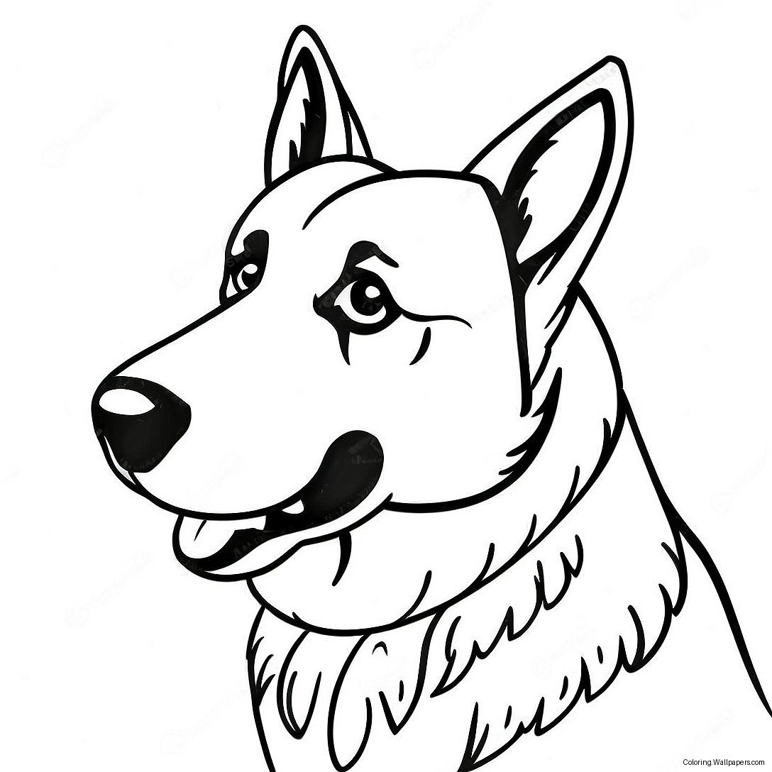 Realistic German Shepherd Portrait Coloring Page 23977