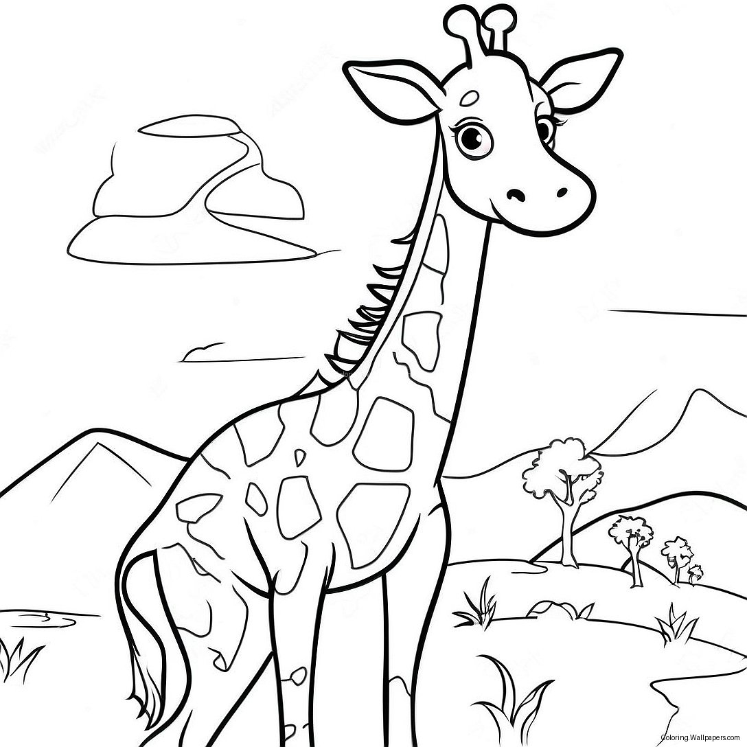 Realistic Giraffe Coloring Page 17319