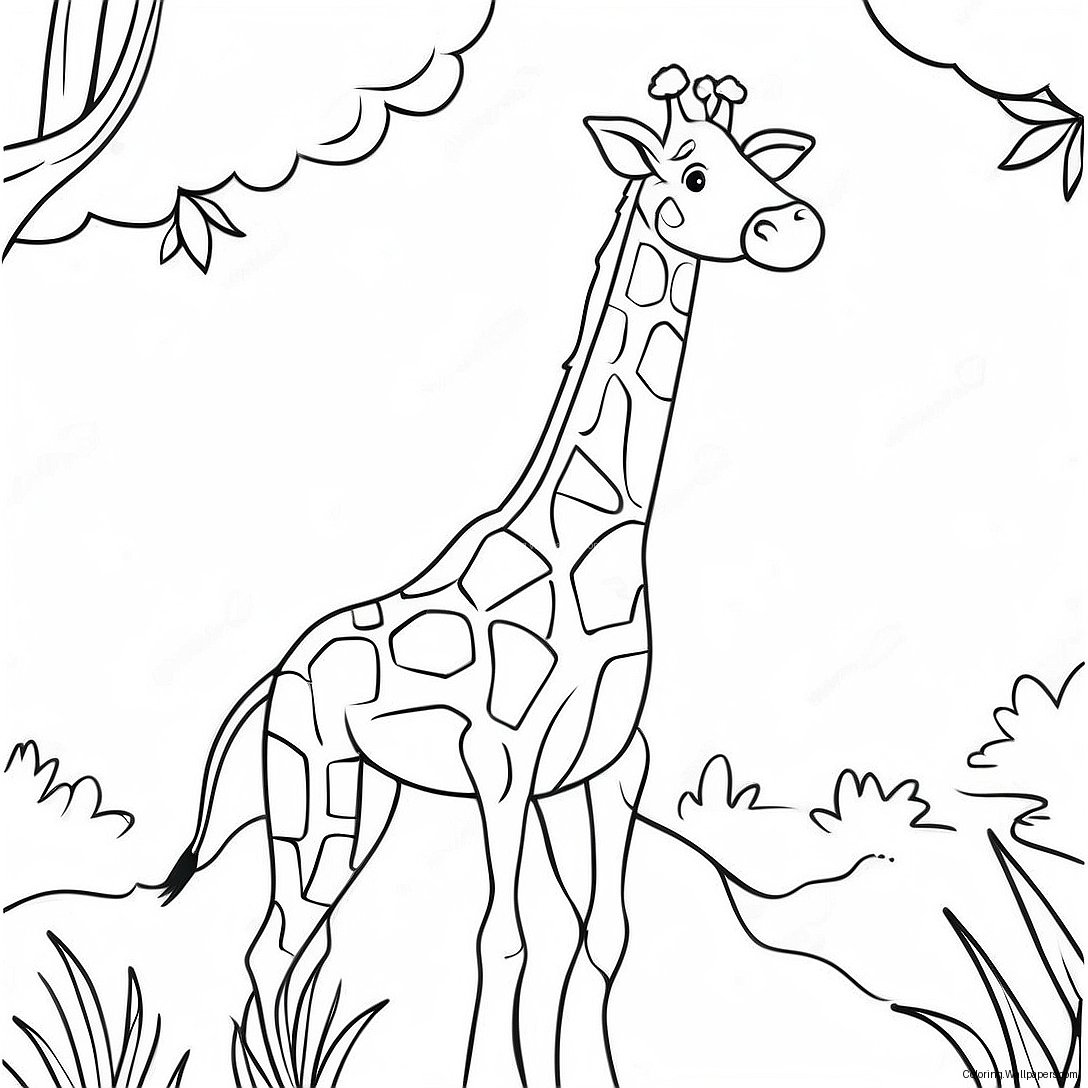 Realistische Giraffe Kleurplaat 17320