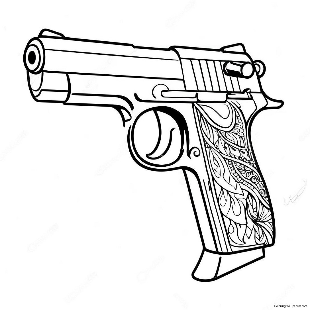 Realistic Handgun Coloring Page 845