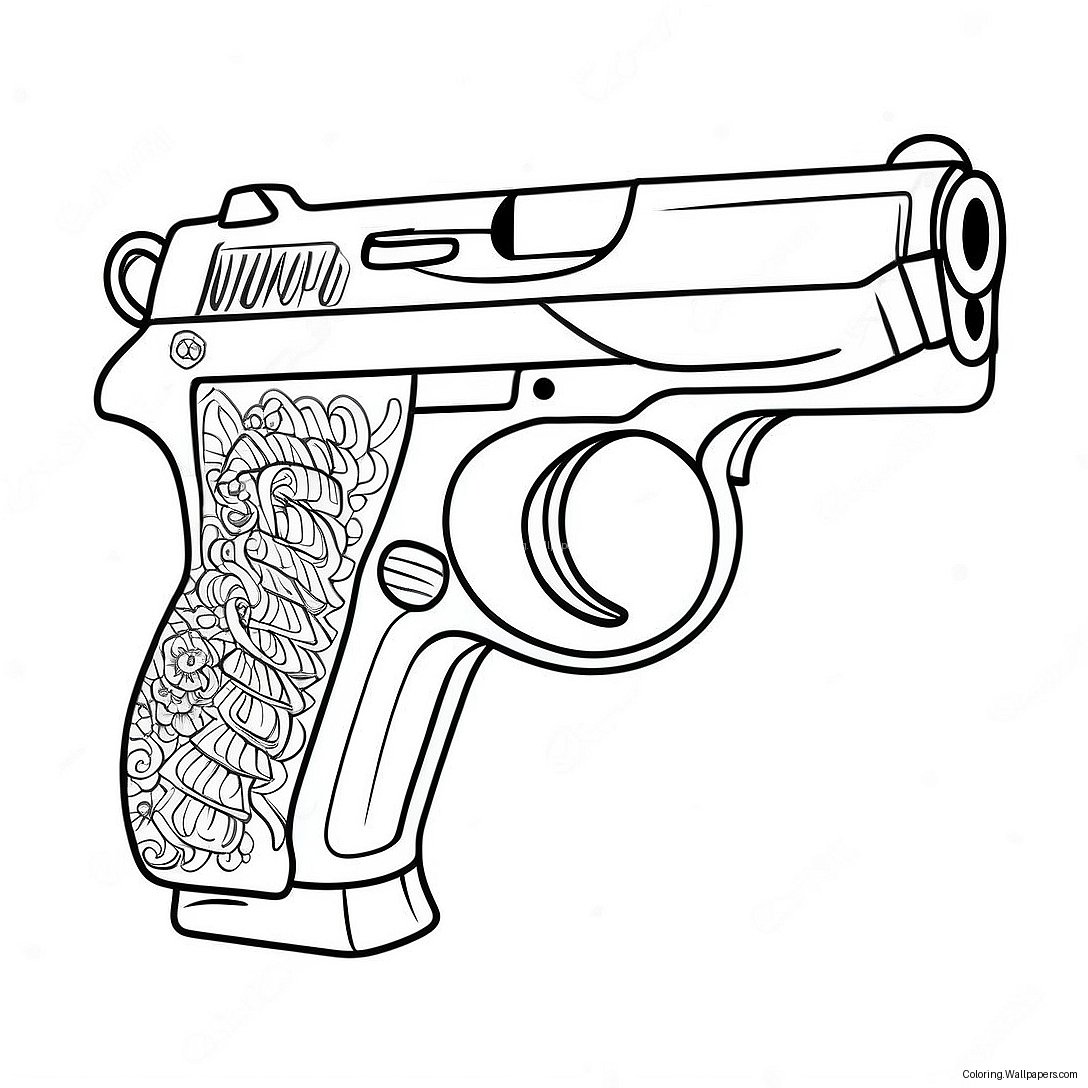 Realistic Handgun Coloring Page 848