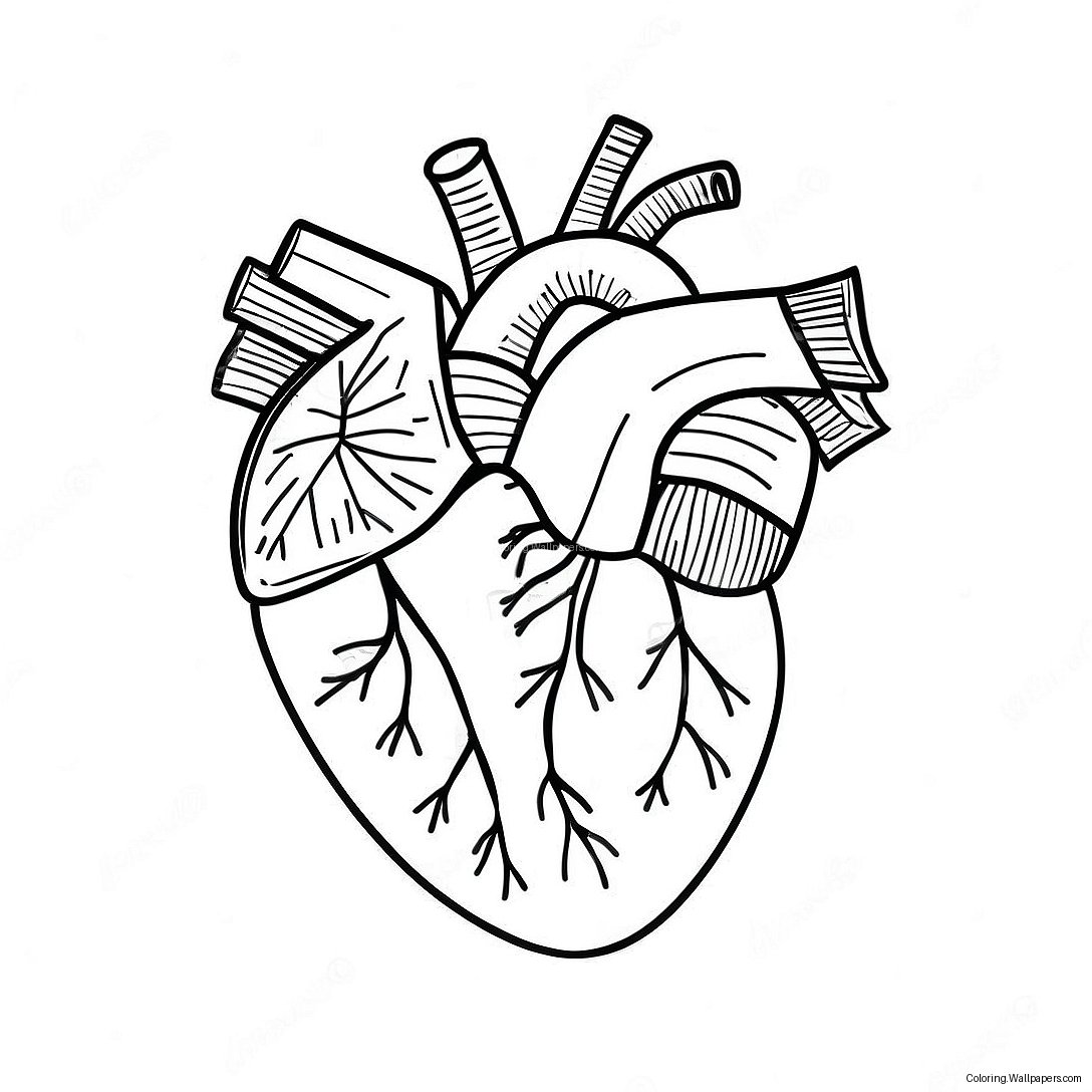 Pagina Da Colorare Della Struttura Realistica Del Cuore 3133