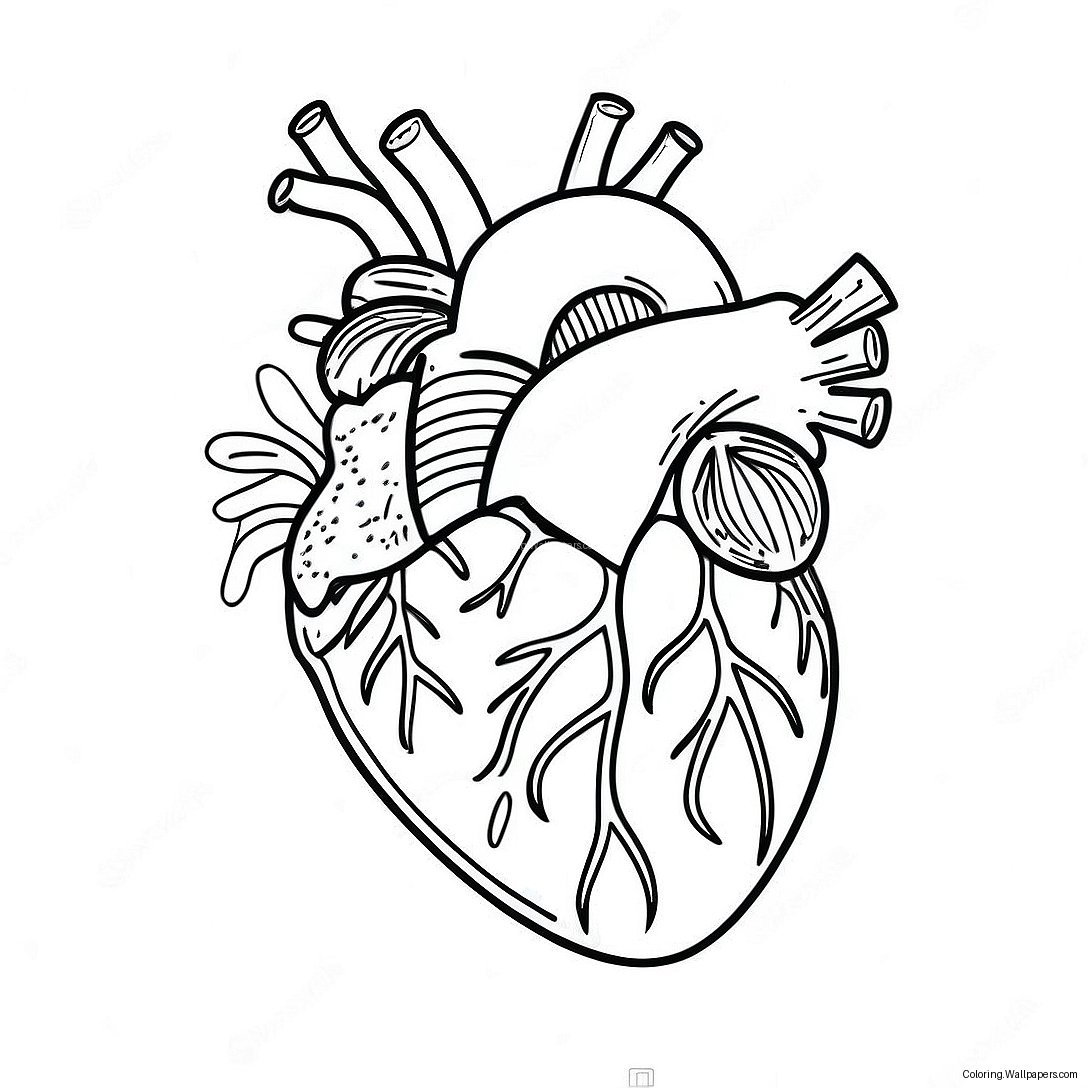 逼真的心脏结构涂色页 3134