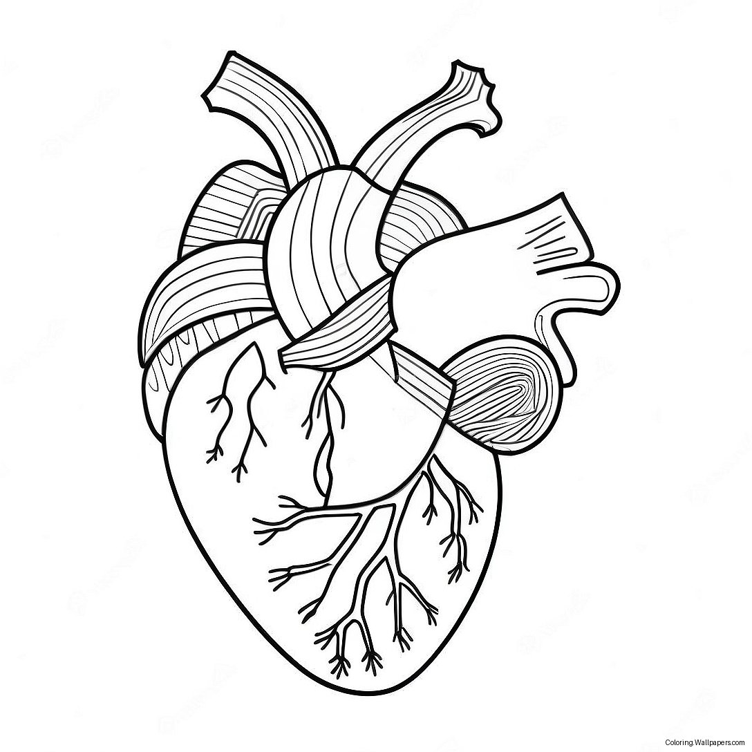 Pagina Da Colorare Della Struttura Realistica Del Cuore 3135