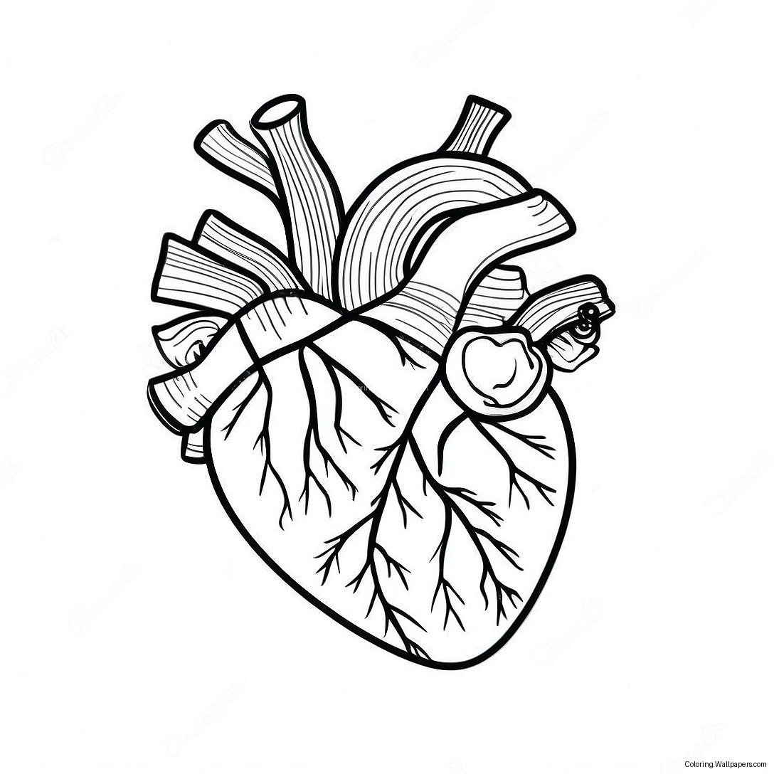 Pagina Da Colorare Della Struttura Realistica Del Cuore 3136