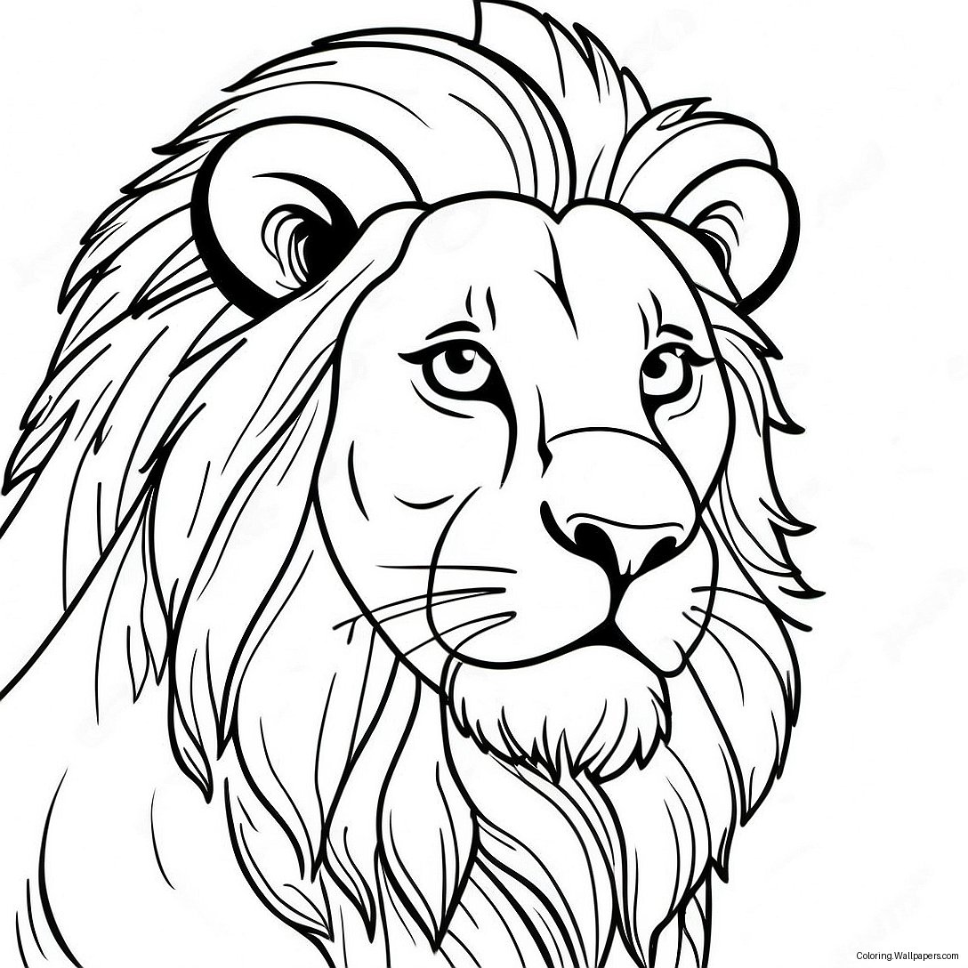 Realistic Lion Portrait Coloring Page 16941