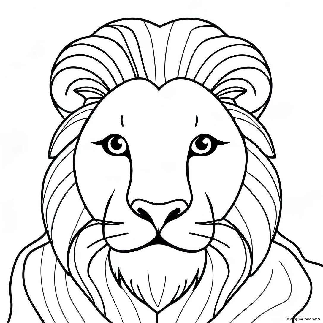 Realistic Lion Portrait Coloring Page 6614