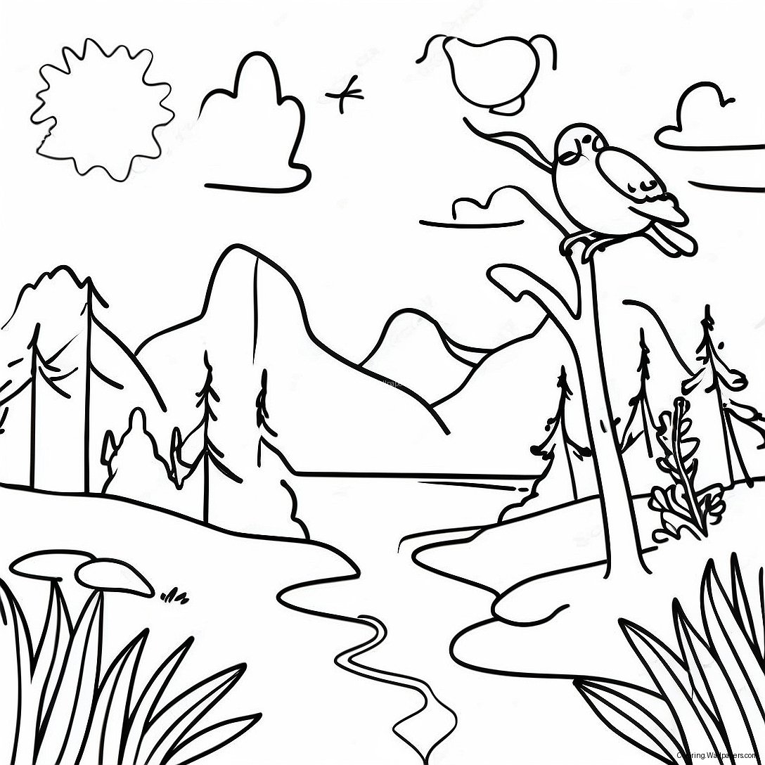 Realistic Nature Scene Coloring Page 43339