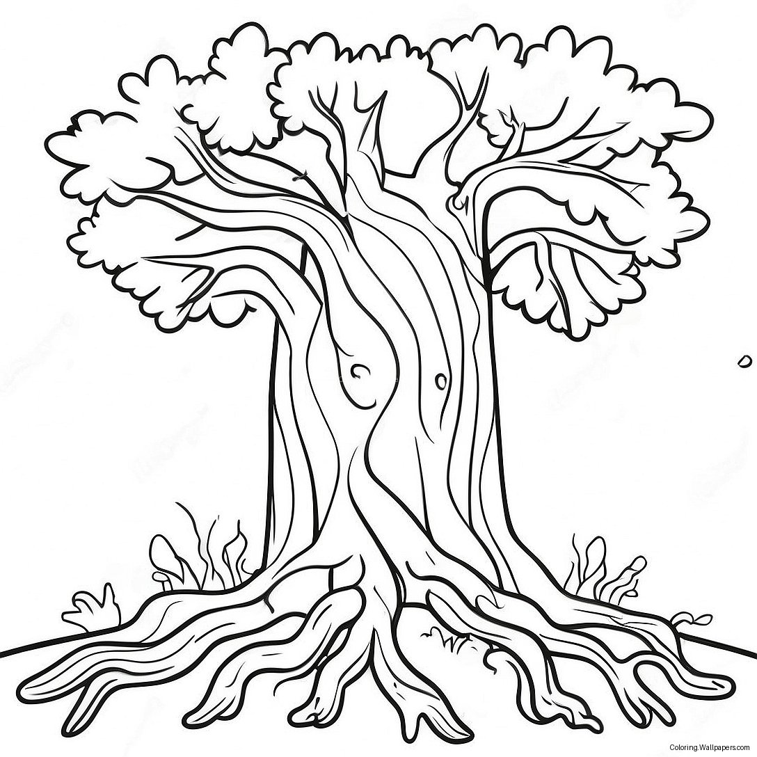 Realistic Oak Tree Coloring Page 48657