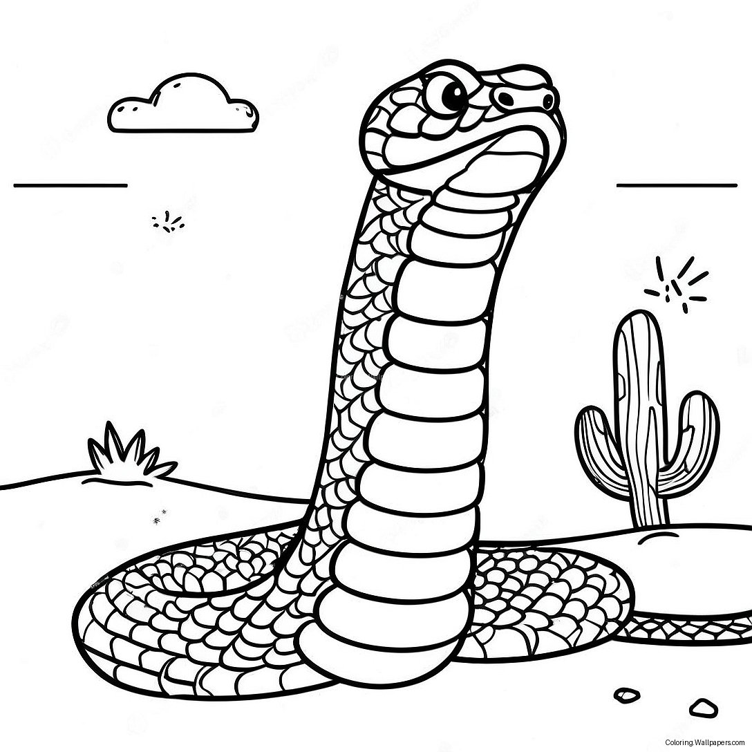 Realistic Rattlesnake In Desert Coloring Page 21080