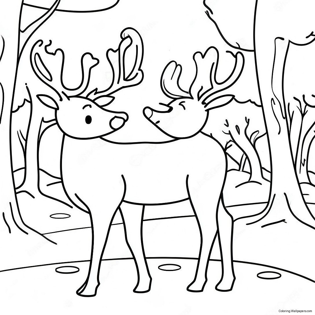 Realistic Reindeer In A Winter Wonderland Coloring Page 190