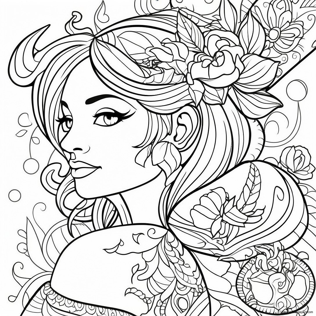 Realistic Tattoo Designs Coloring Page 50043