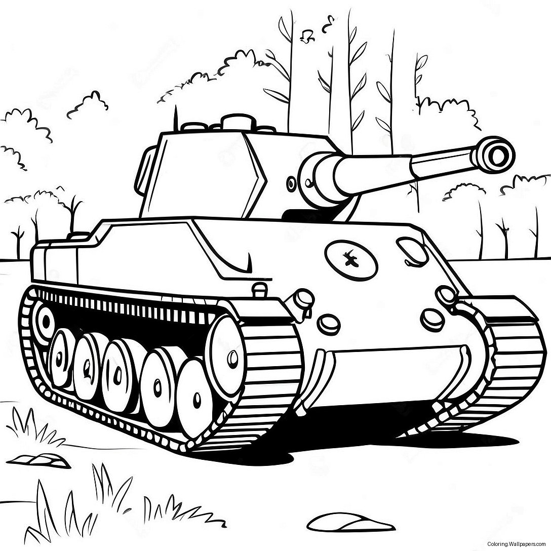 Realistic Ww2 Tank Coloring Page 16345