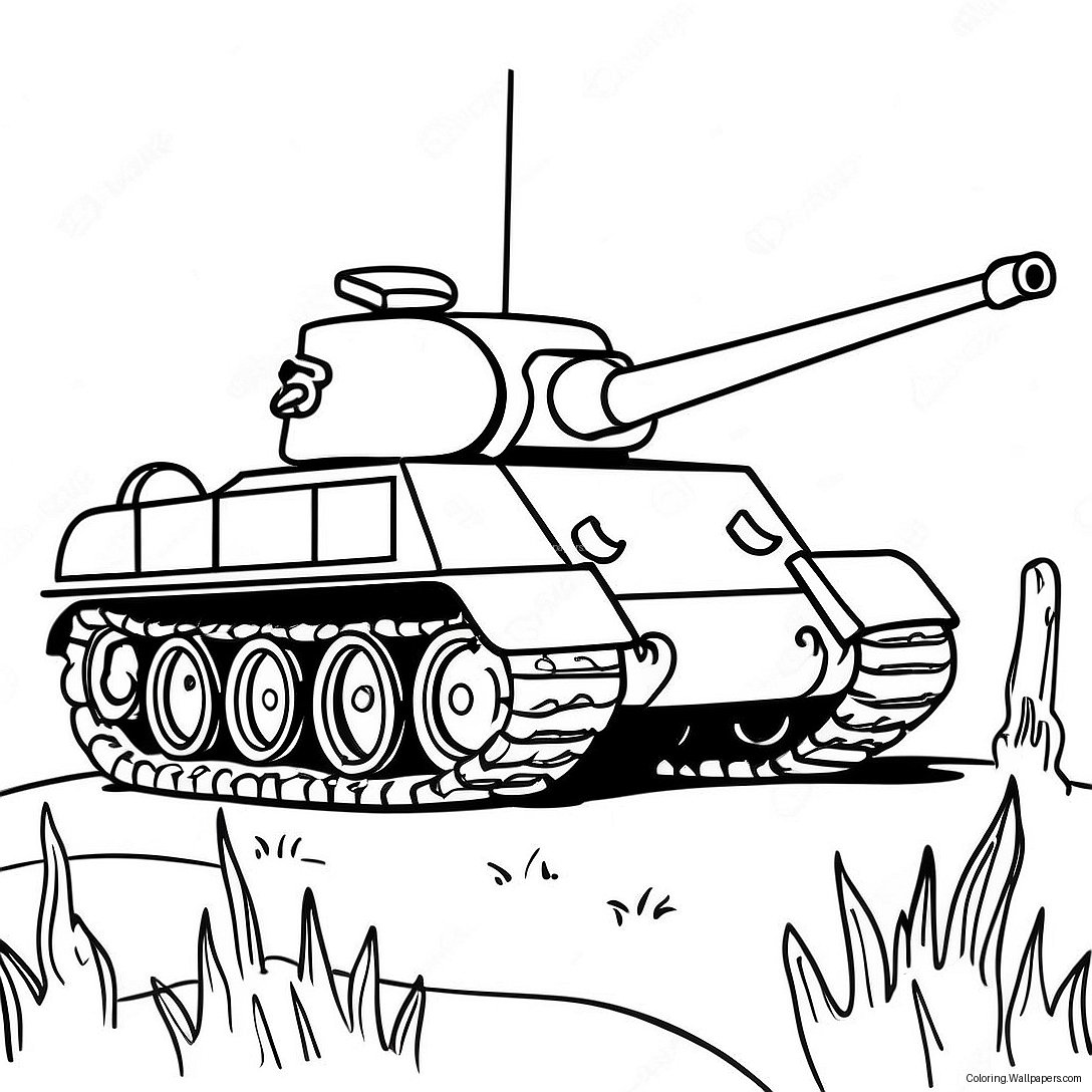 Realistinen Ww2 Tankki Värittämissivu 16346