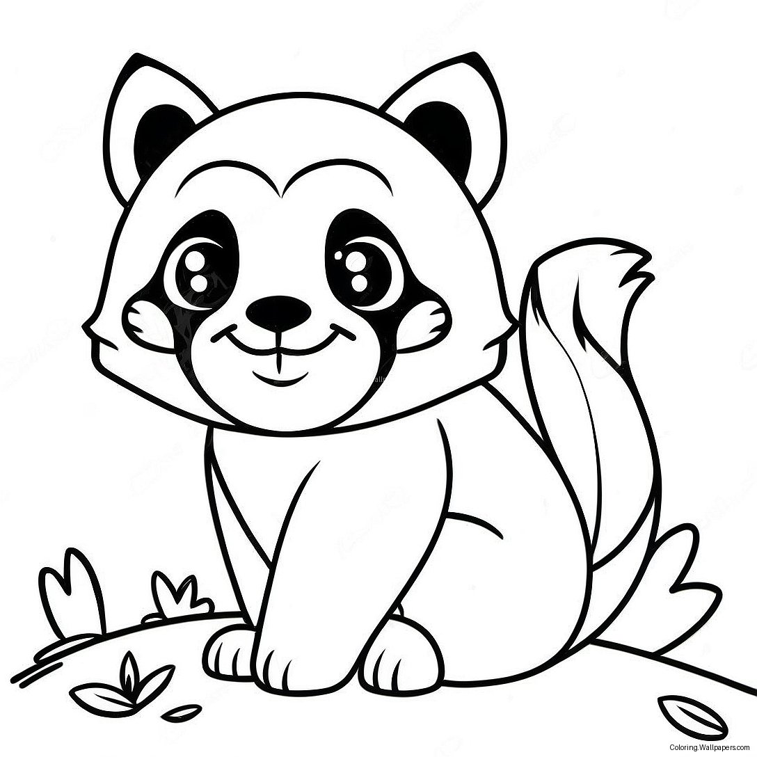 Página Para Colorear De Personaje Panda Rojo 49979