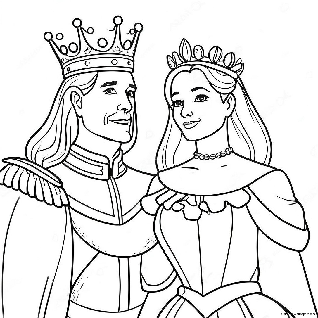 Regal King And Elegant Queen Coloring Page 55961