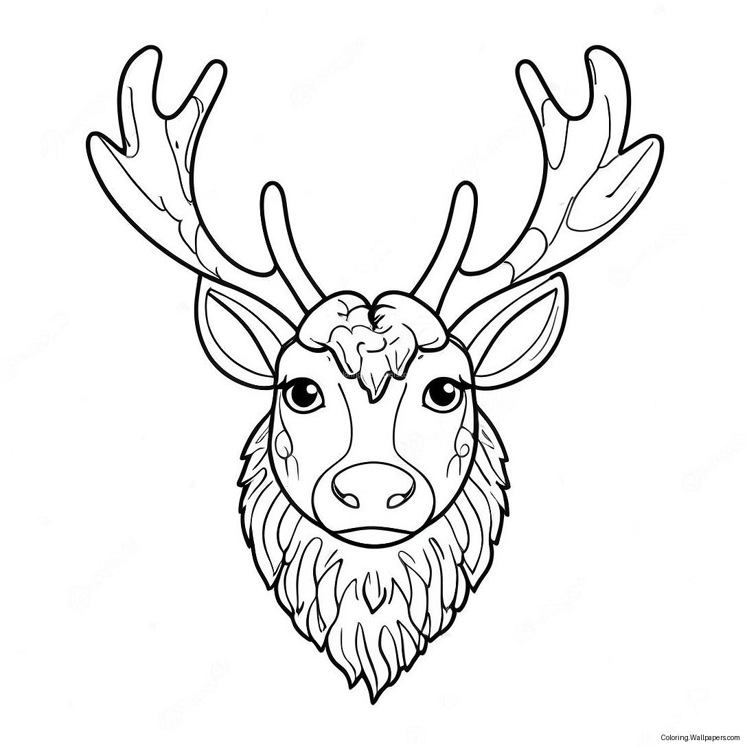 Reindeer Head Coloring Page 49792