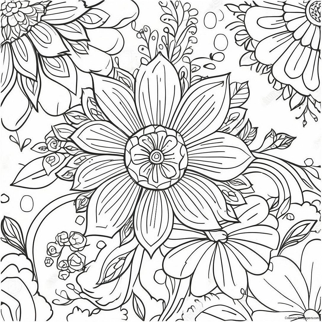 Relaxing Floral Patterns Coloring Page For Adults 44792