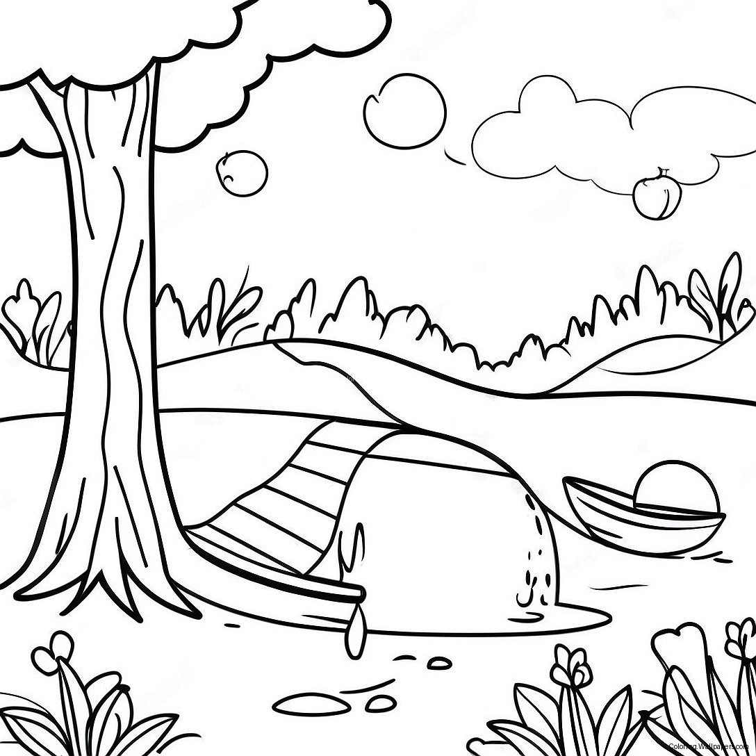 Relaxing Nature Scene Healing Coloring Page 28938