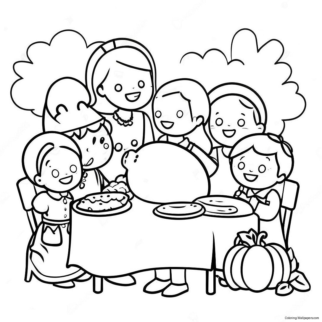 Religious Children's Church Thanksgiving Coloring Page 4589