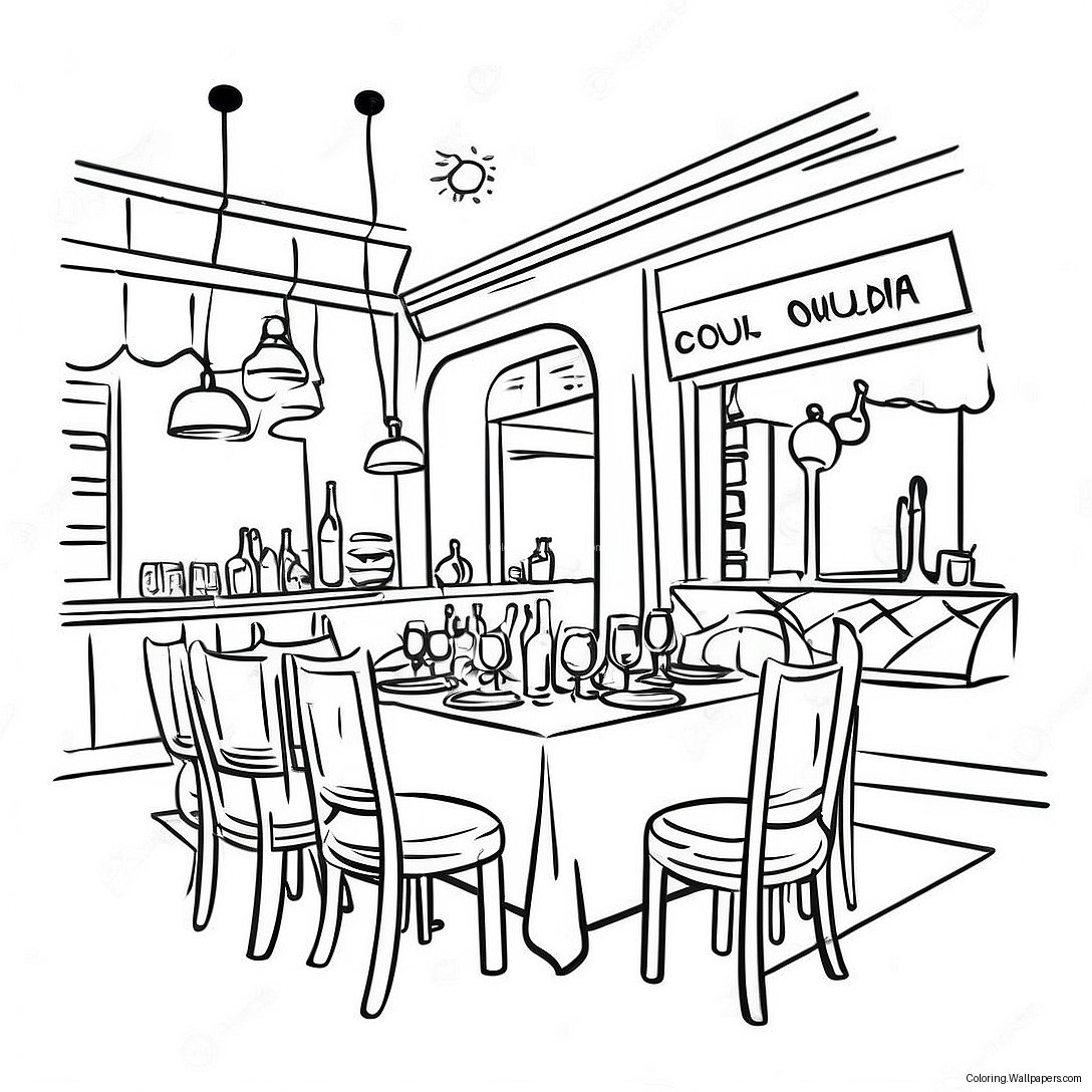 Restaurant Coloring Page 9038