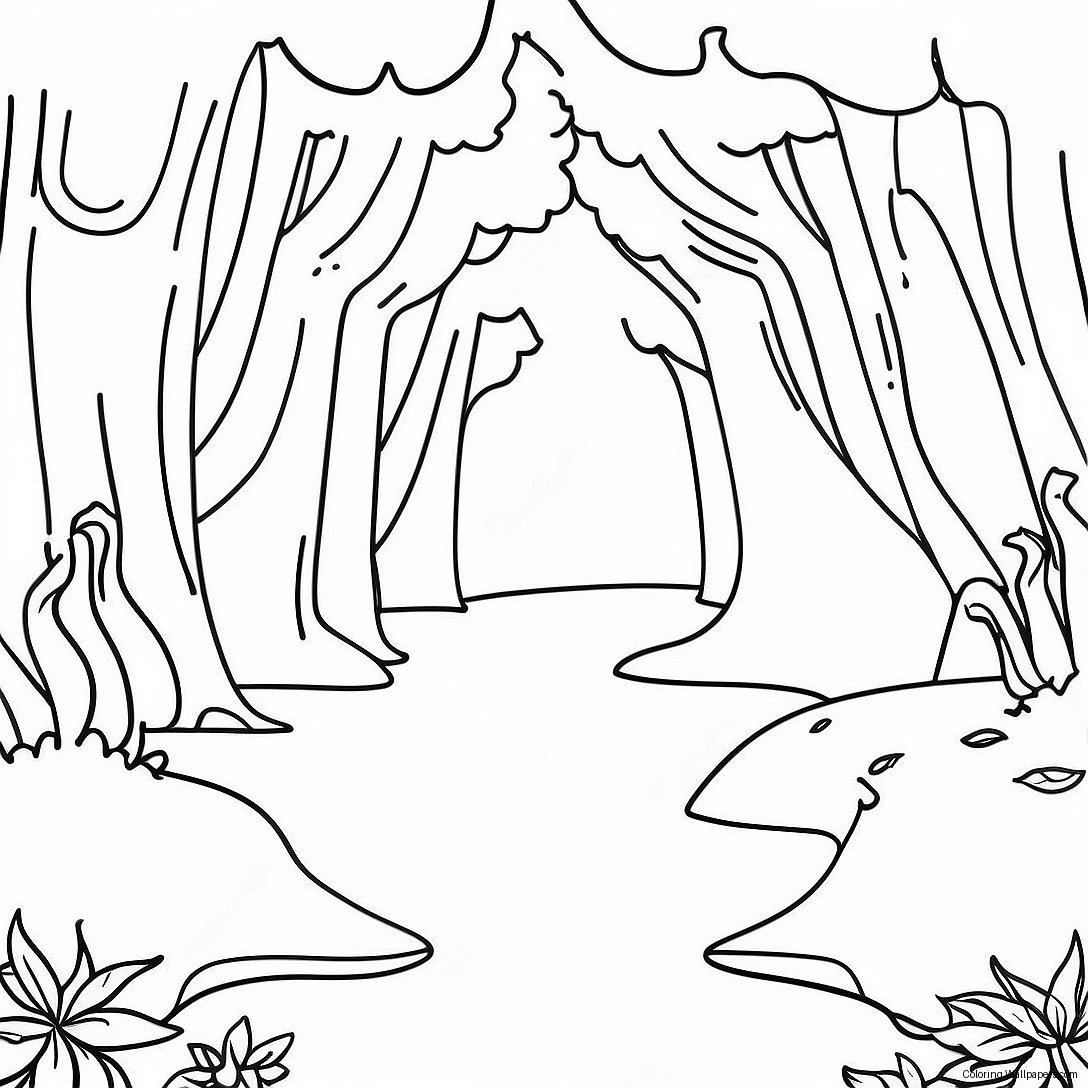 Reverse Coloring Page Featuring Enchanted Forest 9838