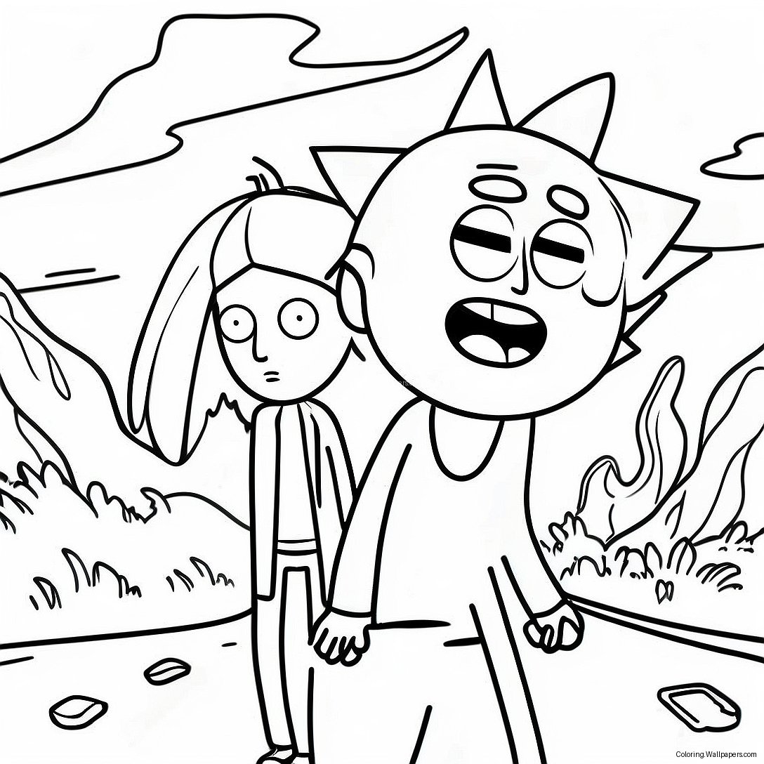 Página Para Colorir Da Aventura Do Rick E Morty 48256