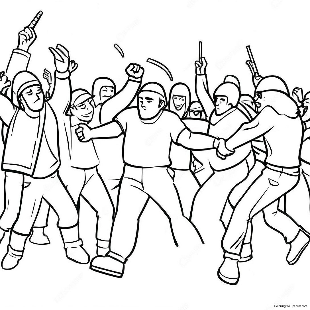 Riot Scene Coloring Page 56958