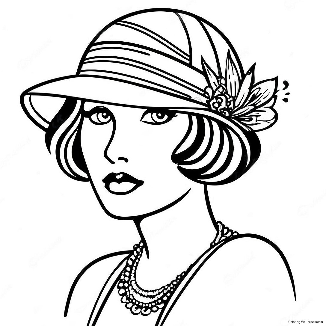 Roaring 20s Flapper Girl Coloring Page 50014