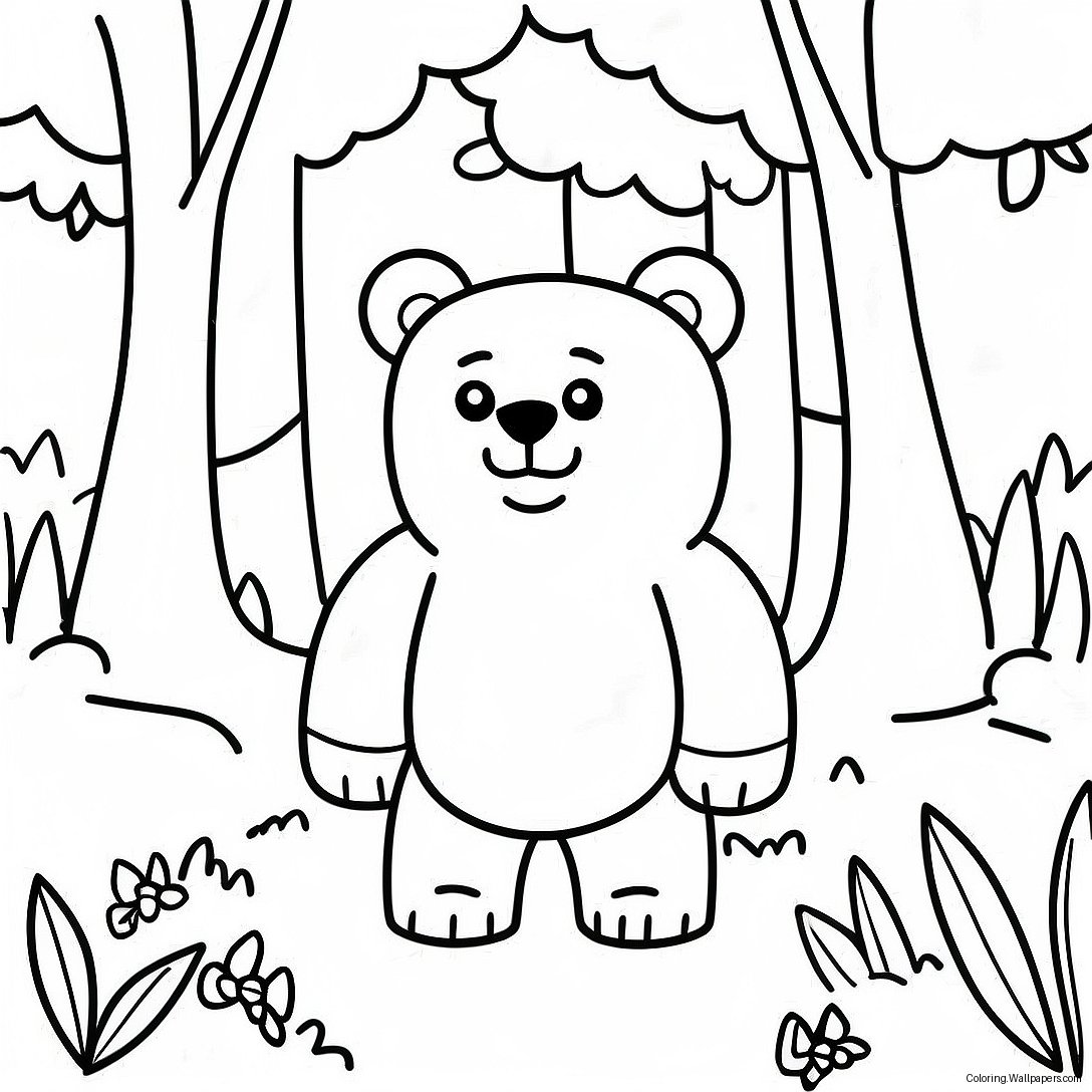 Roblox Bear In A Colorful Forest Coloring Page 45001