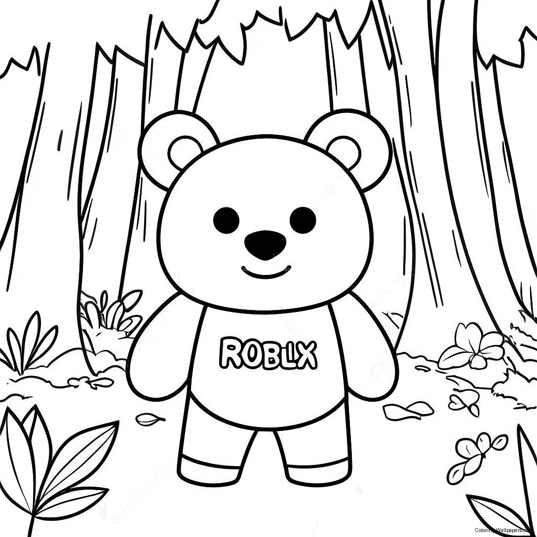 Roblox Bear In A Colorful Forest Coloring Page 45003