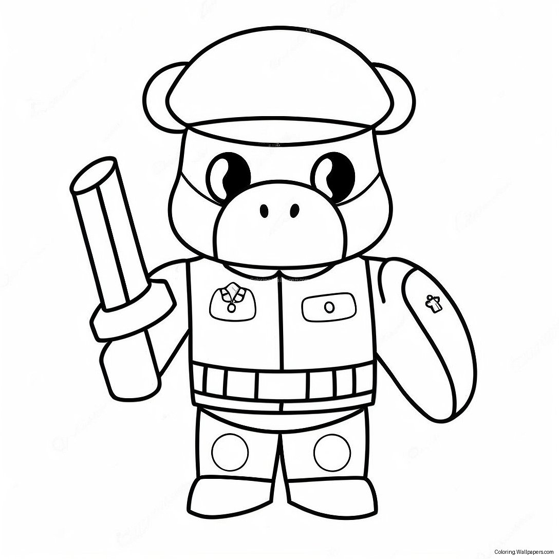 Roblox Soldier Piggy Coloring Page 44530