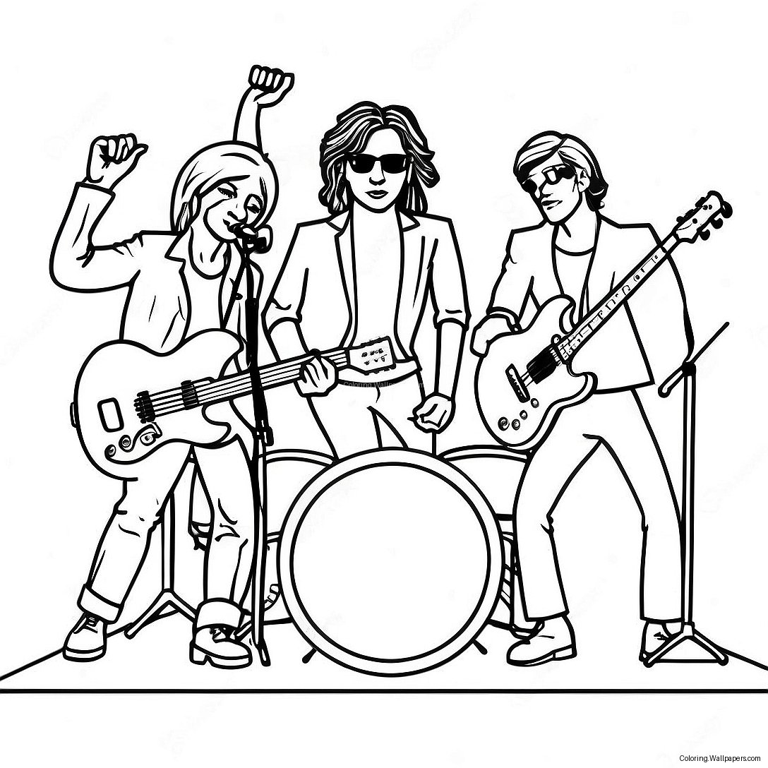 Rock And Roll Band On Stage Coloring Page 14851