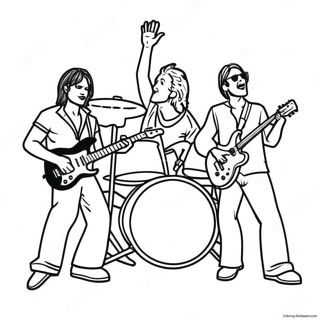 Rock And Roll Band On Stage Coloring Page 14852
