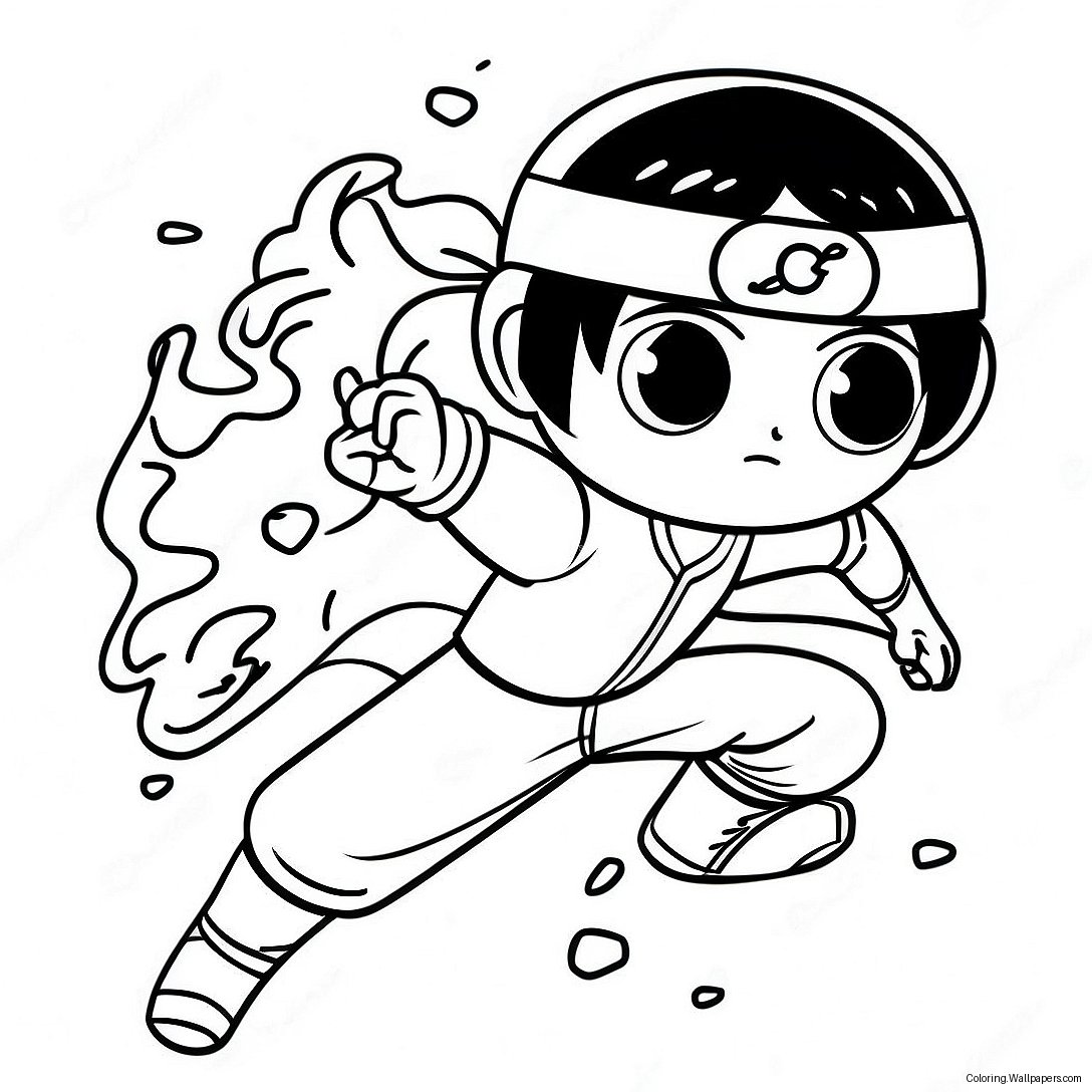 Página Para Colorear De Rock Lee Con Cinta De Ninja 42197